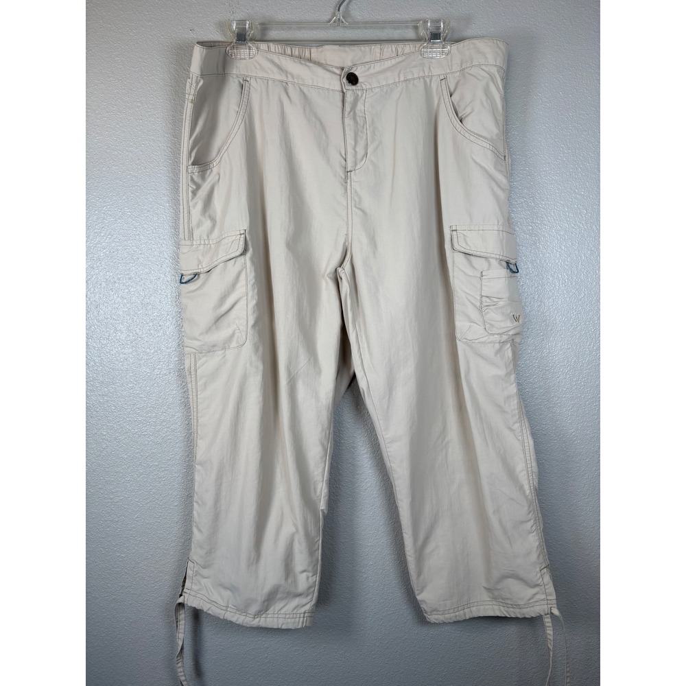 White Sierra Women's Light Cream Cargo Capris with Drawcord Hem